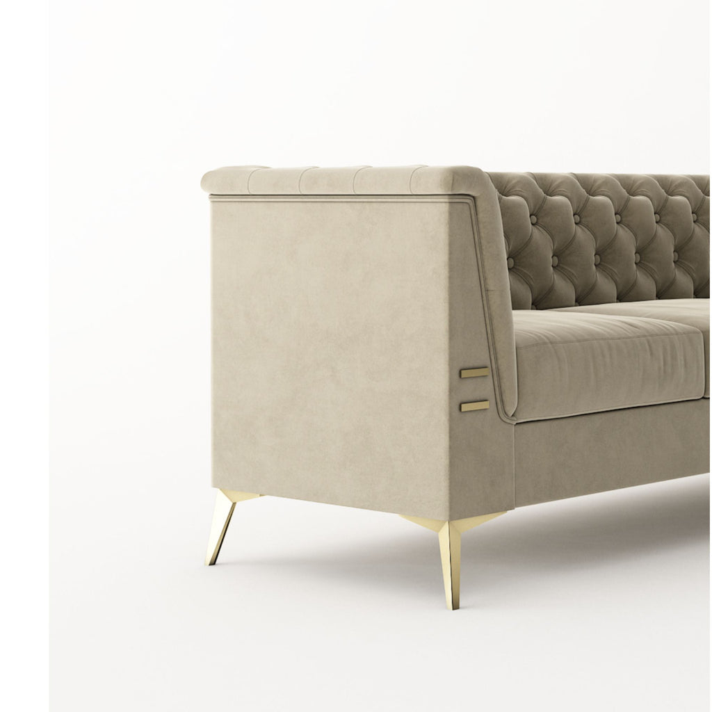 Khaki Velvet Upholstered Sofa O134471