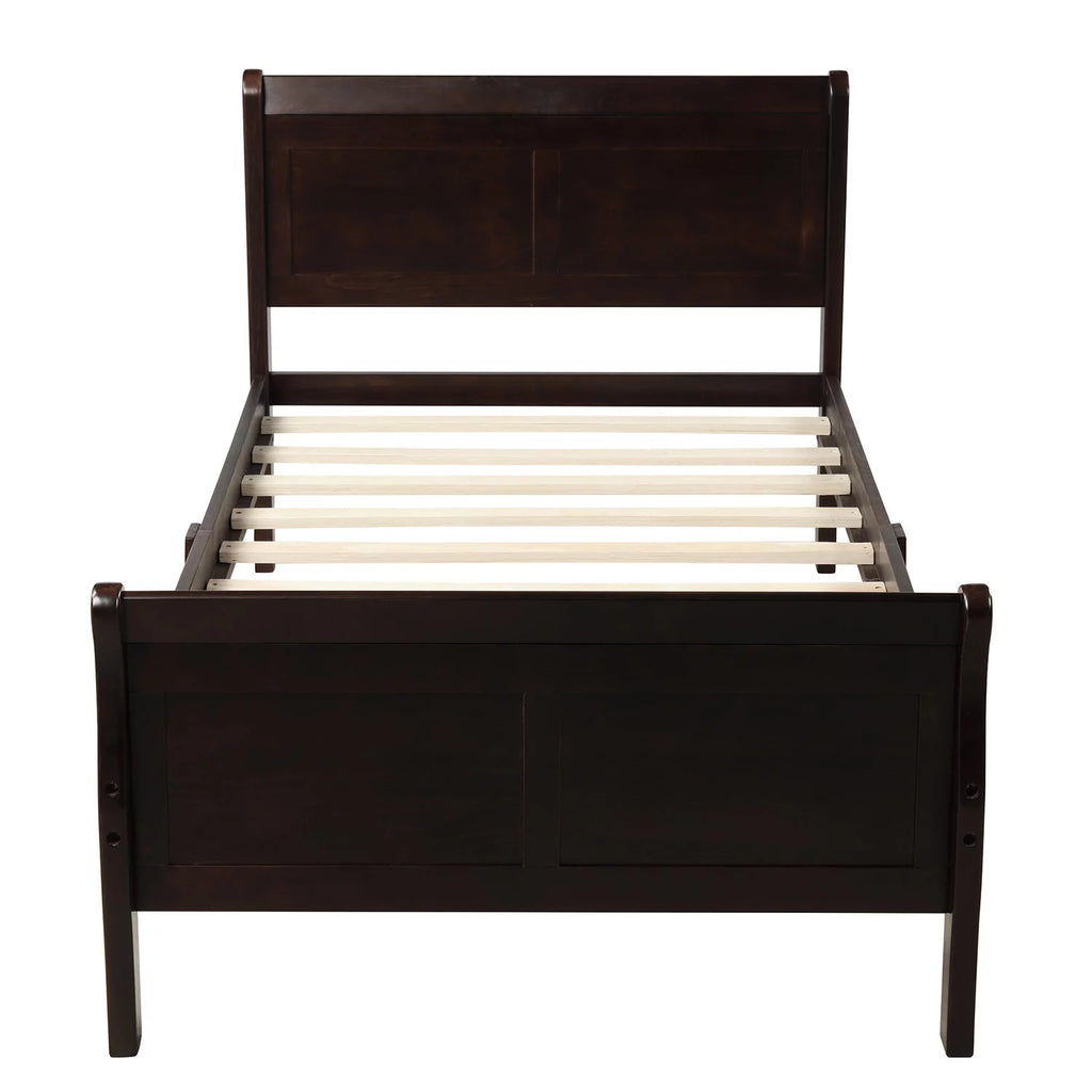 White Full Size Platform Bed Frame with Wood Headboard and Footboard N51747