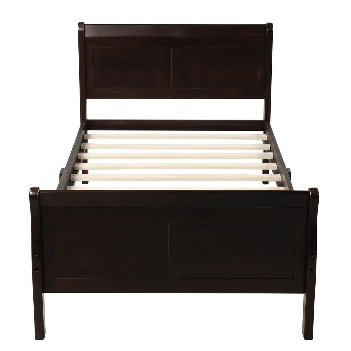 White Full Size Platform Bed Frame with Wood Headboard and Footboard N51747