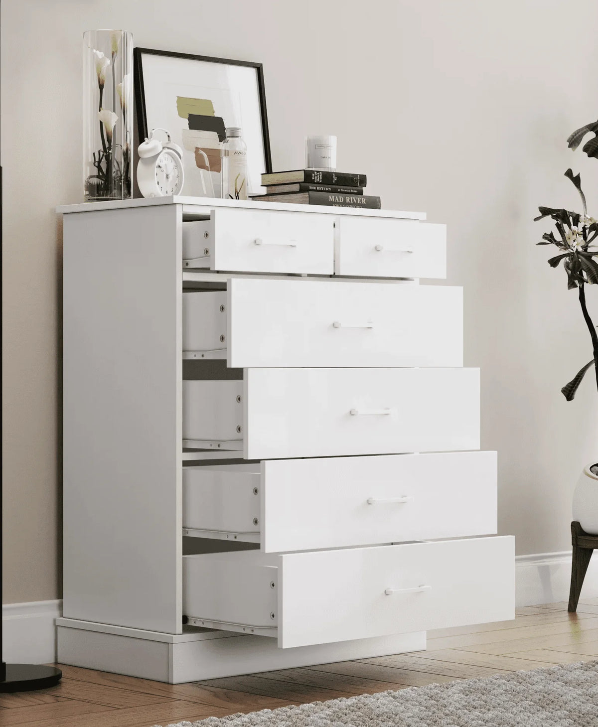 White 6 Drawer Wood Dresser G879639