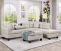 Light Gray Sectional Sofa with Storage Ottoman and Cup Holder O628309