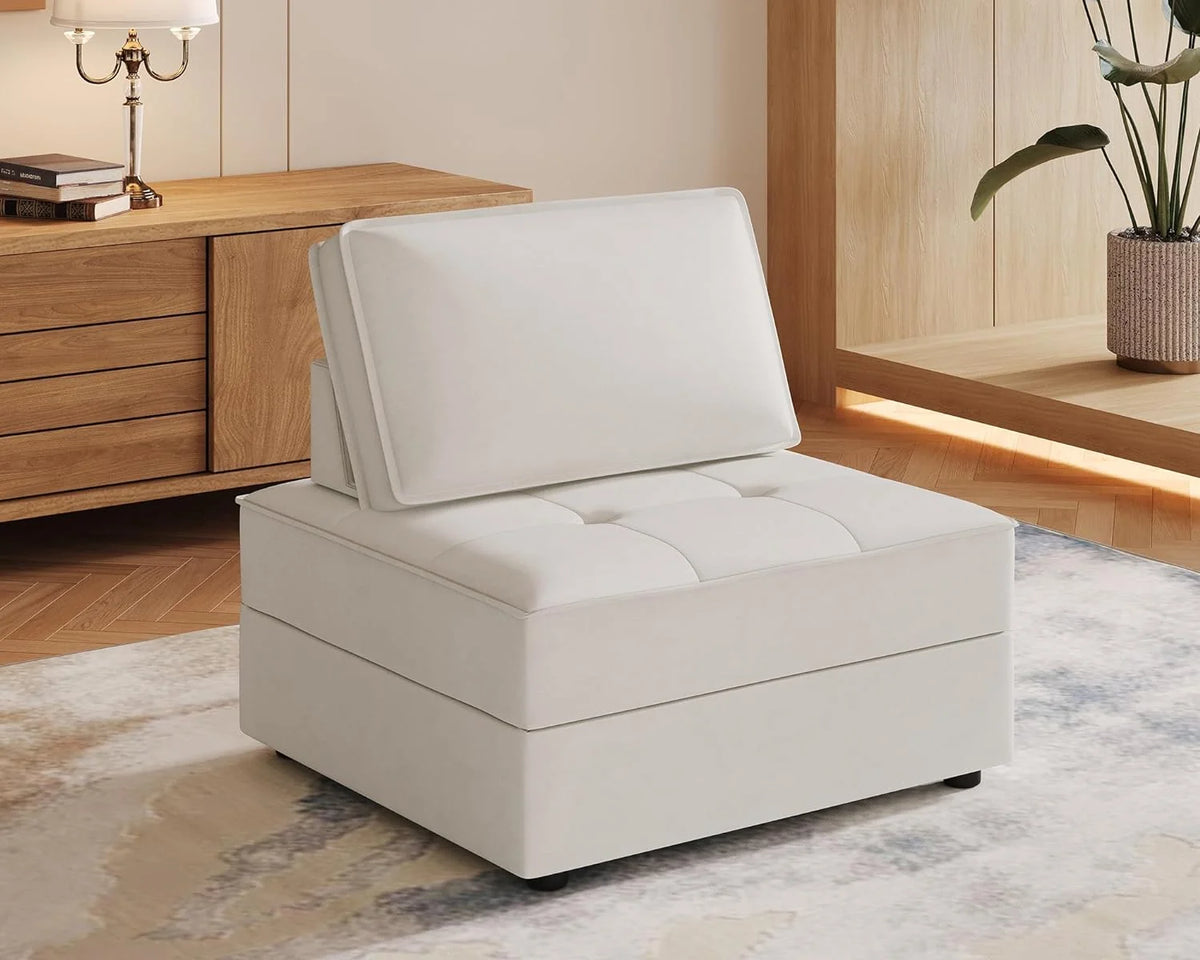 7 Seater Velvet Beige Sectional Sofa H1199