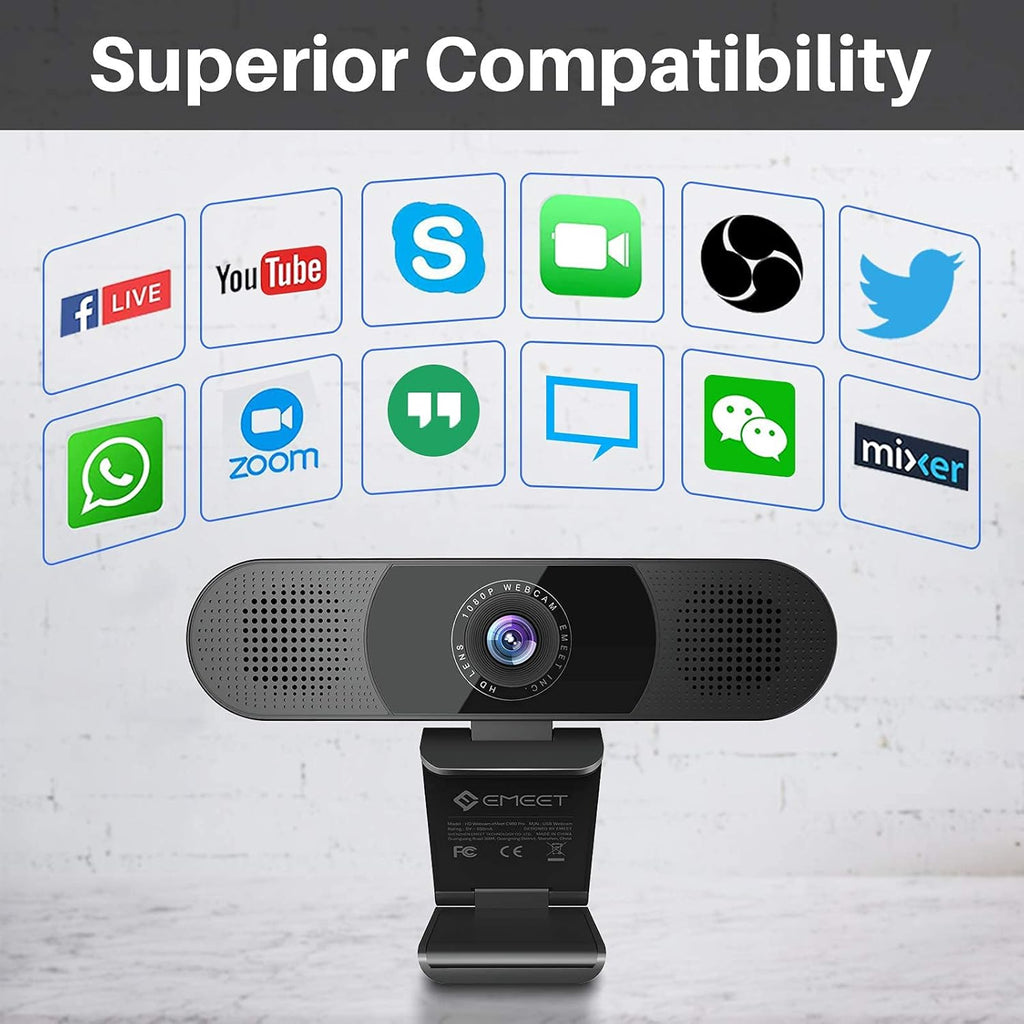 1080P Webcam with Microphone and Speakers E353707