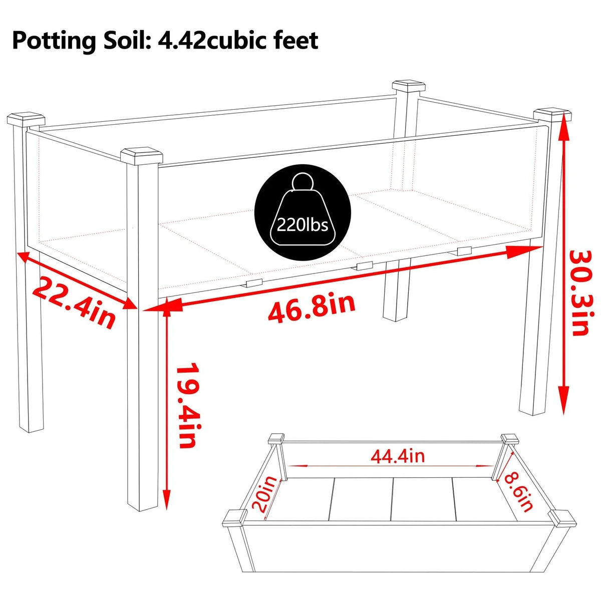 Raised Garden Bed Elevated Planter Box with Drainage Holes P683442
