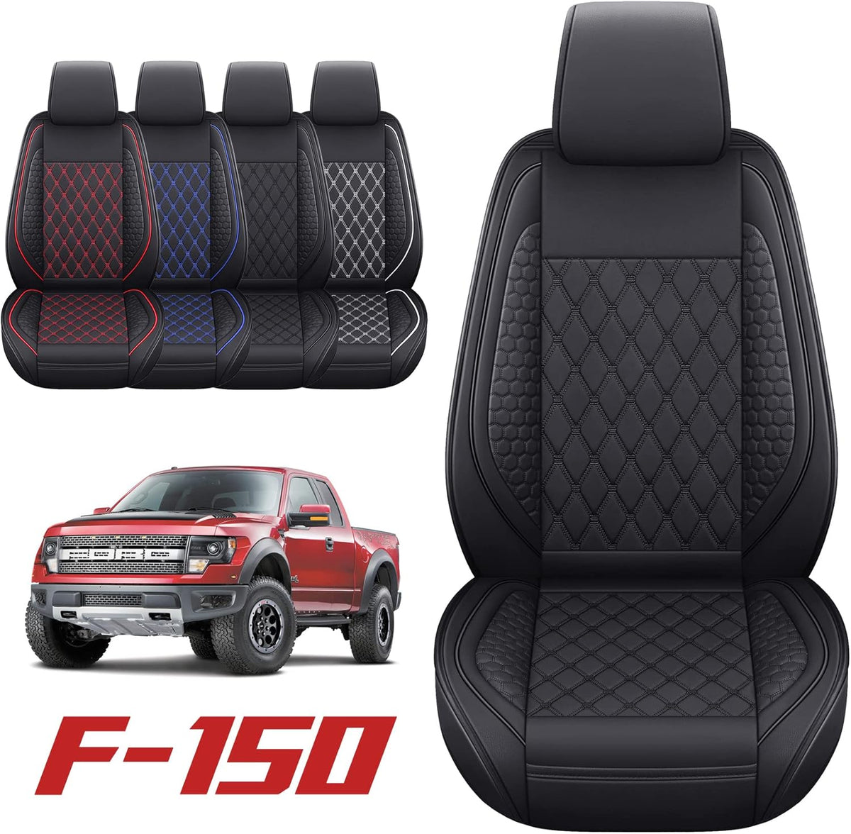 Black Waterproof Full Set Car Seat Covers for Ford F150 Y482586