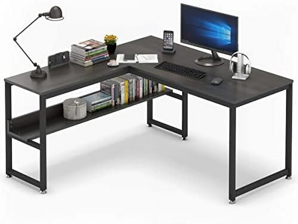 L Shaped Desk 55 inch with Shelves Z98715