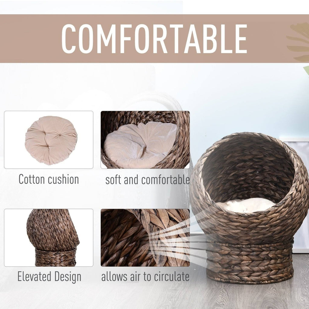 Cat Braided Banana Leaf House with Cotton Bed T6895
