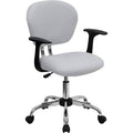 White Mesh Padded Swivel Task Office Chair with Arms U376605
