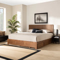King Ash Walnut Wood Storage Platform Bed T344843