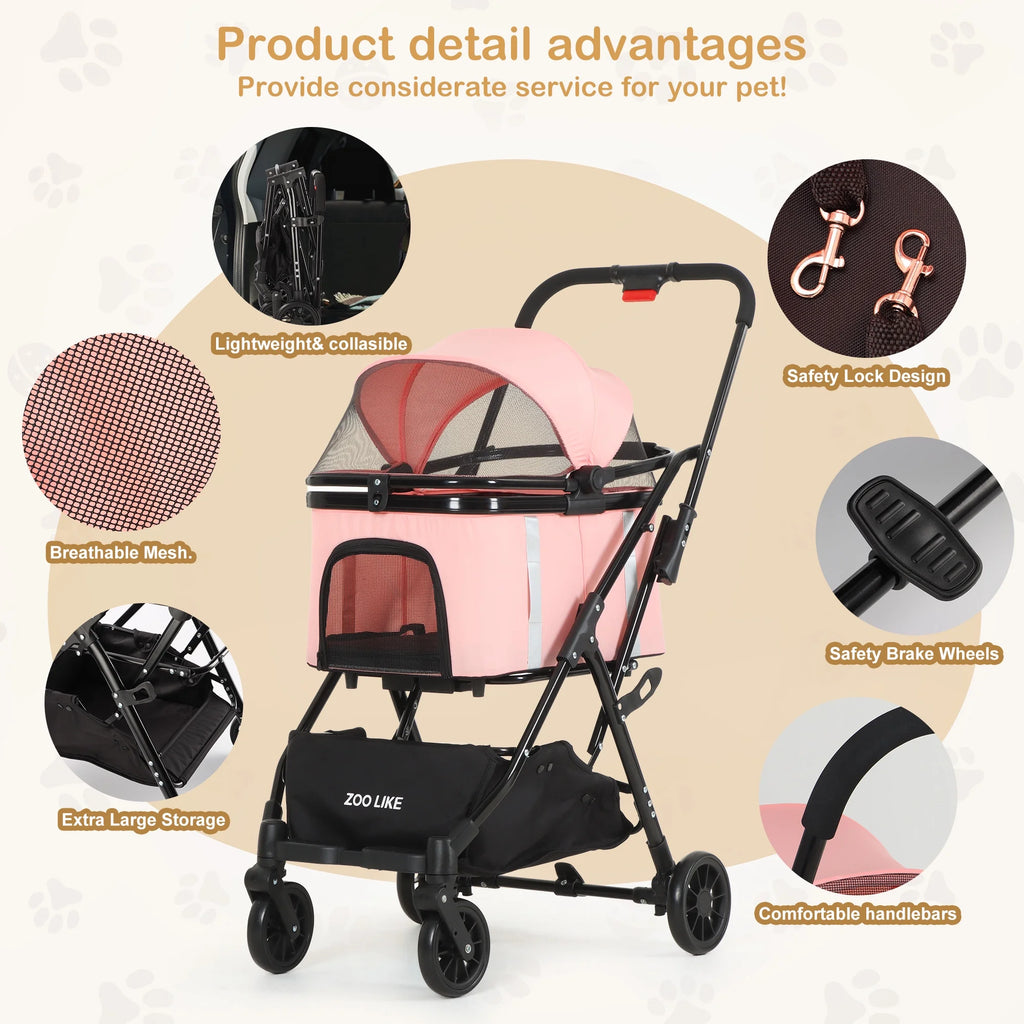 Foldable 4 Wheel Pet Stroller P42759