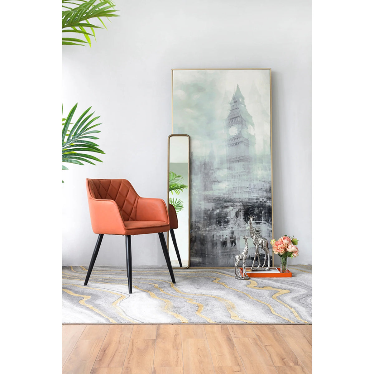 Orange Wooden Dining Chairs 2ct Z5099