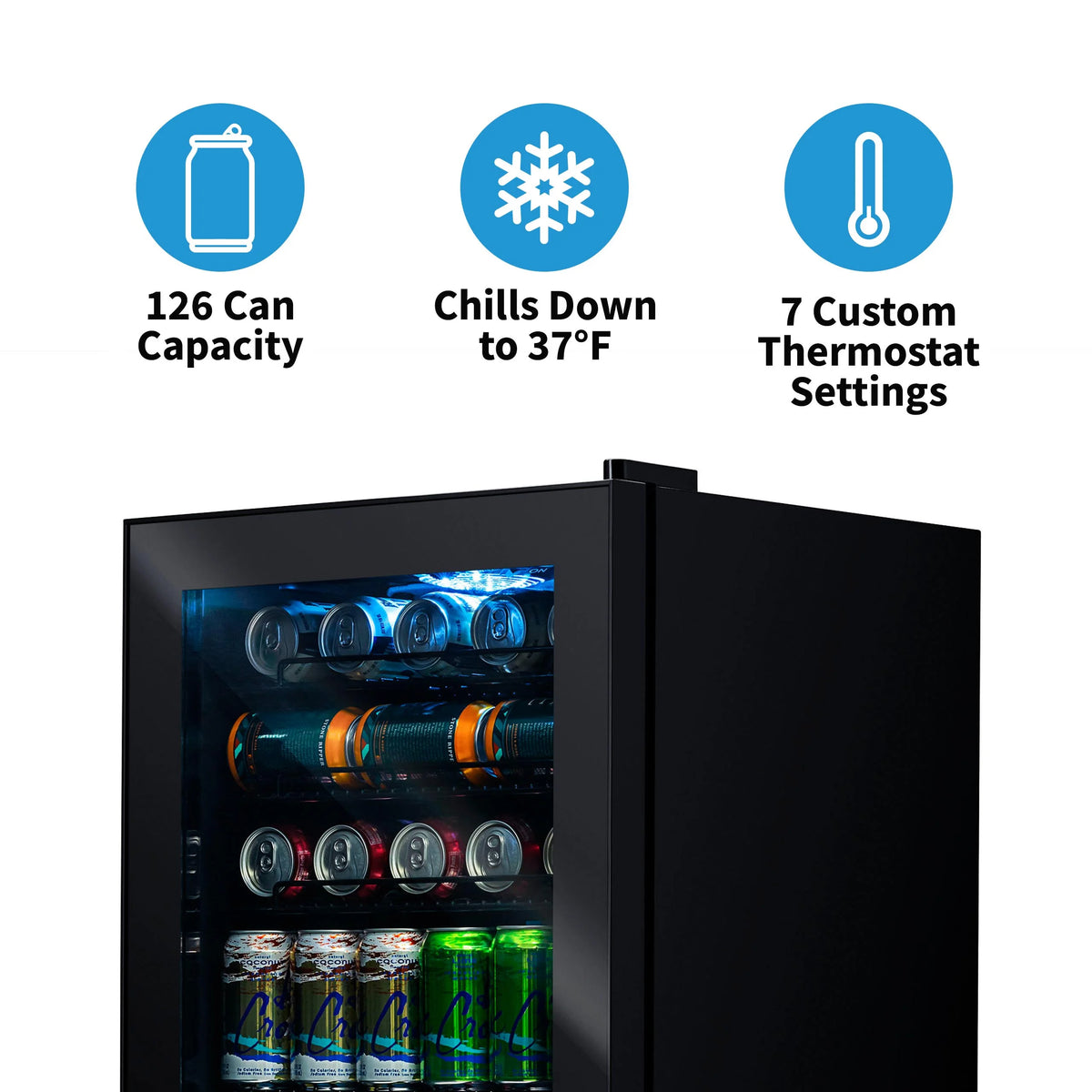 126 Can Black Beverage Refrigerator Cooler W534