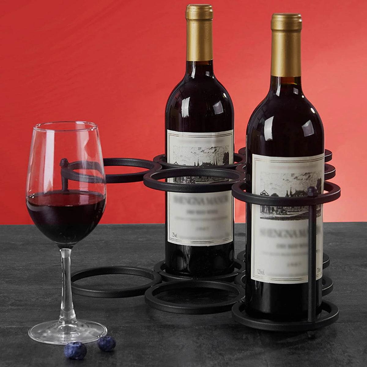 Black Metal Free Standing Wine Rack C567