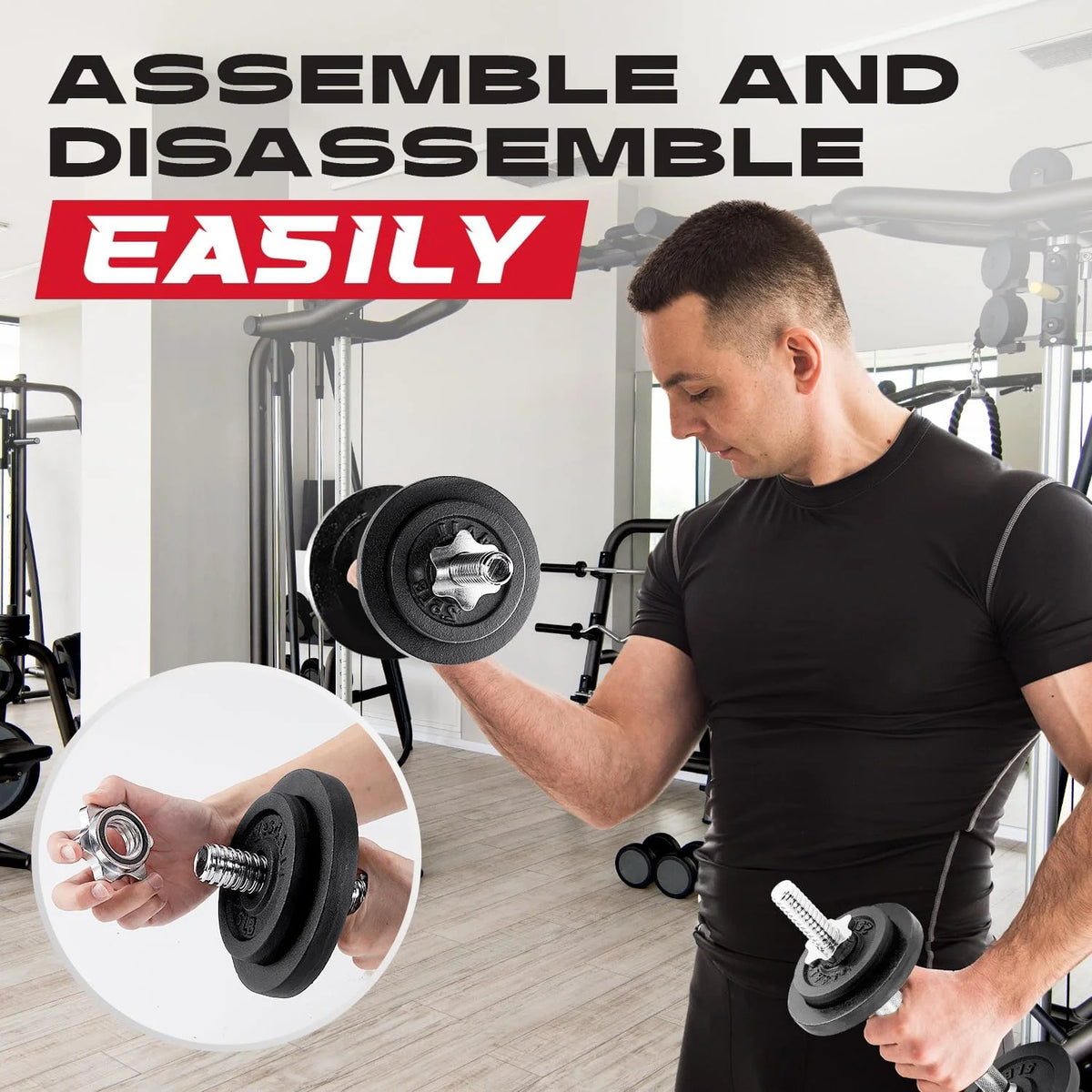 60 lbs Adjustable Cast Iron Dumbbell Set D5965