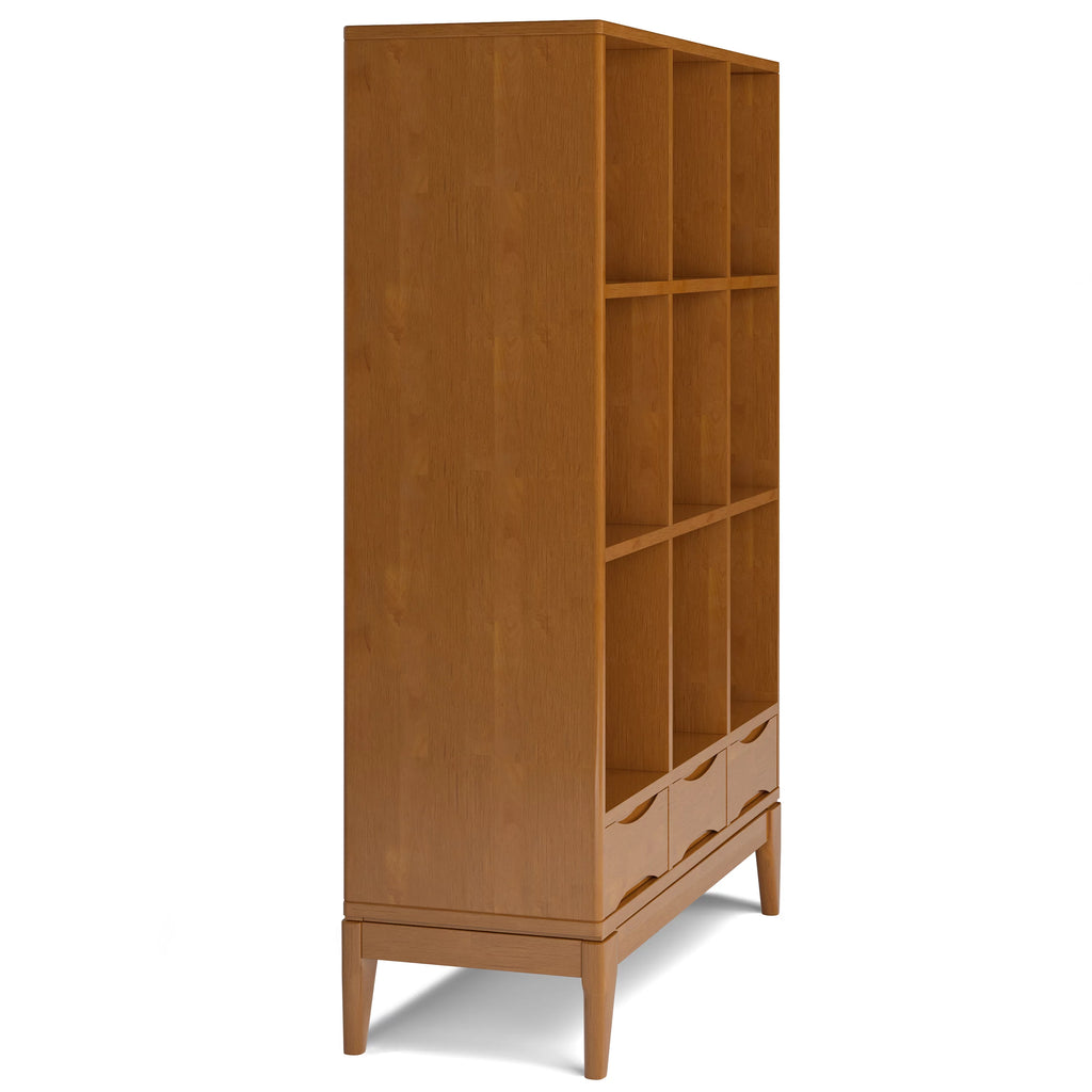 Teak Brown Solid Hardwood Cube Storage Bookcase with Drawers X89056