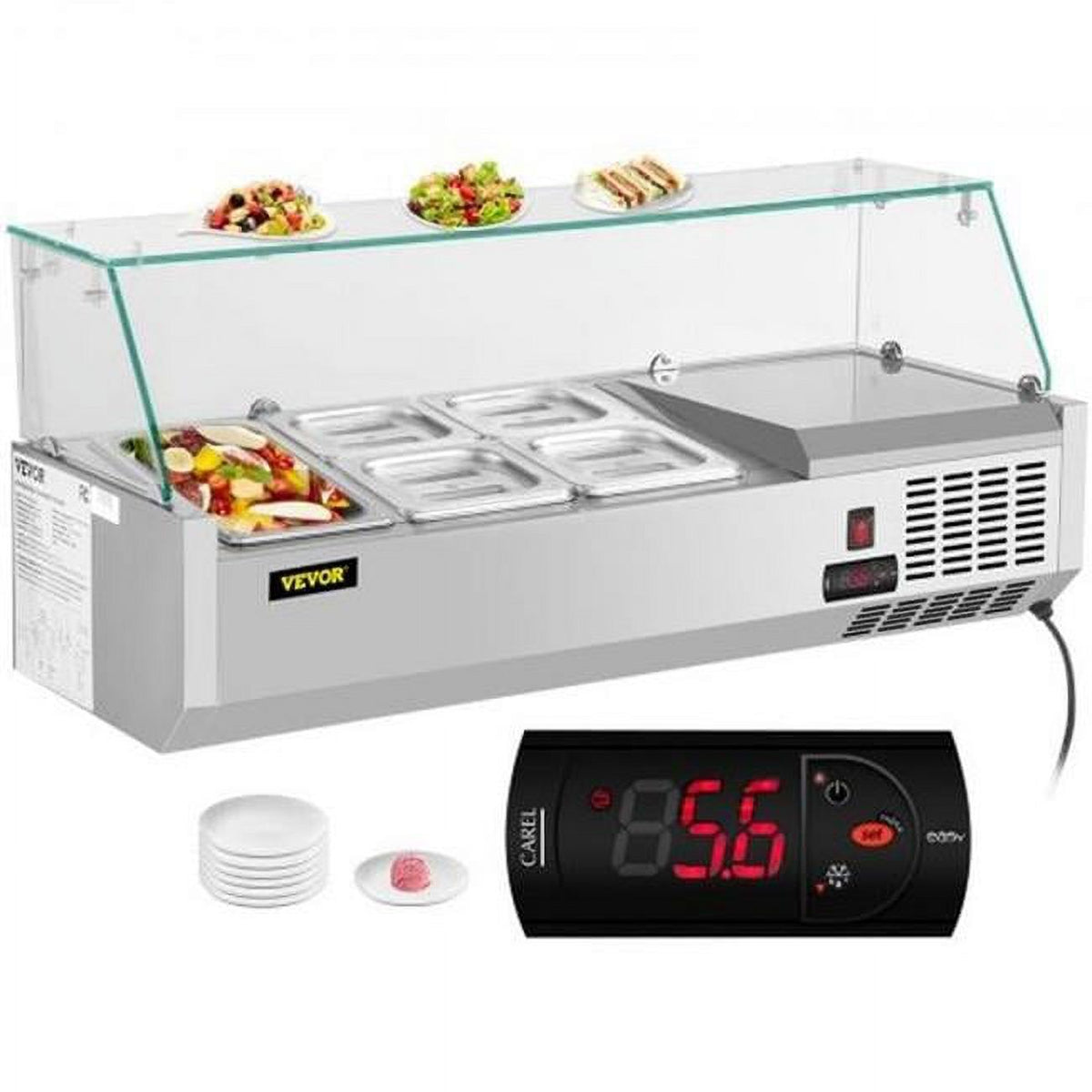 Refrigerated Condiment Prep Station Sandwich Table with Pans B556246