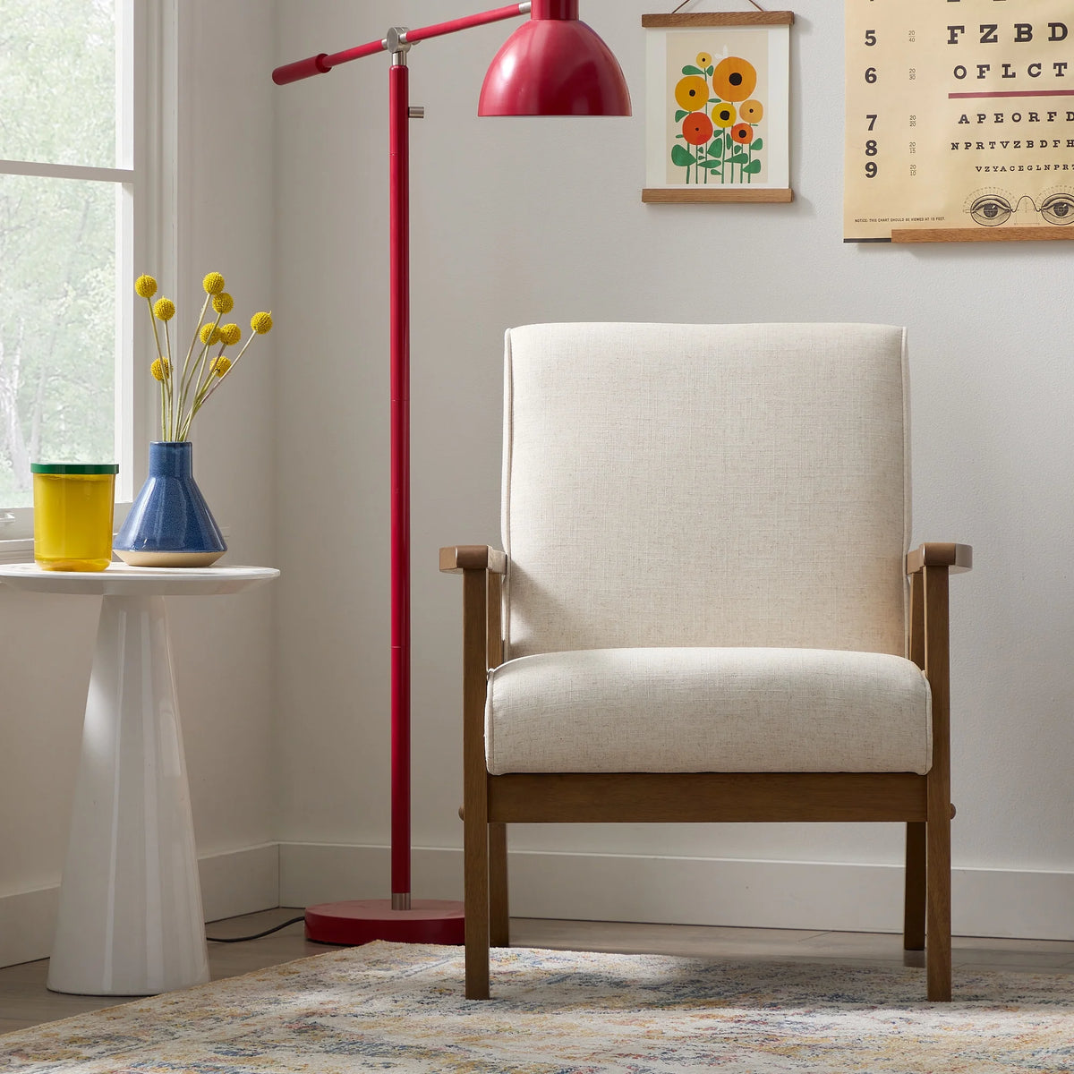 Cream Wood Frame Accent Chair S871