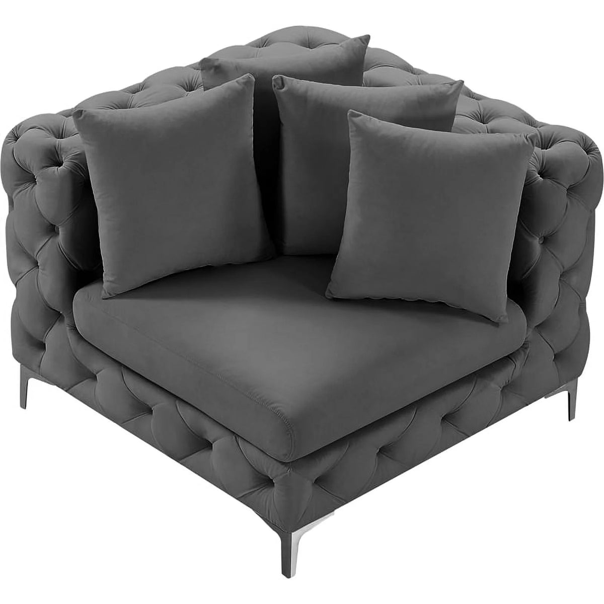 Grey Velvet Corner Chair P8308