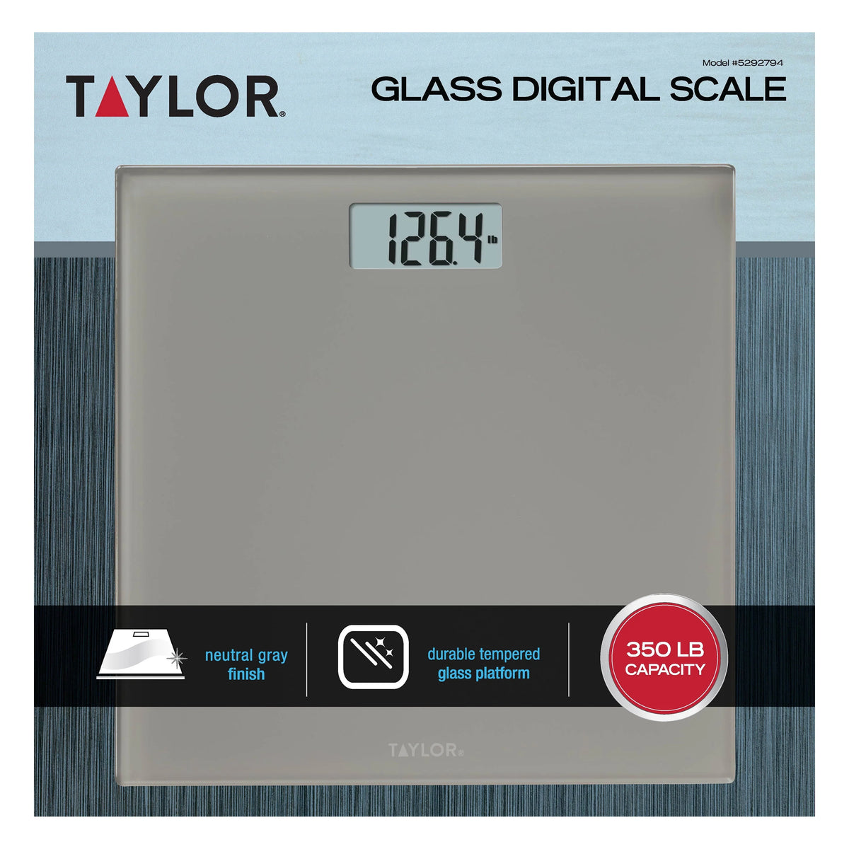 Gray Glass Digital Bathroom Scale 350lb Capacity O48415