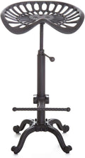 Industrial Bar Stool with Cast Iron Tractor Seat, Adjustable Counter Height Swivel Metal Stool F65033