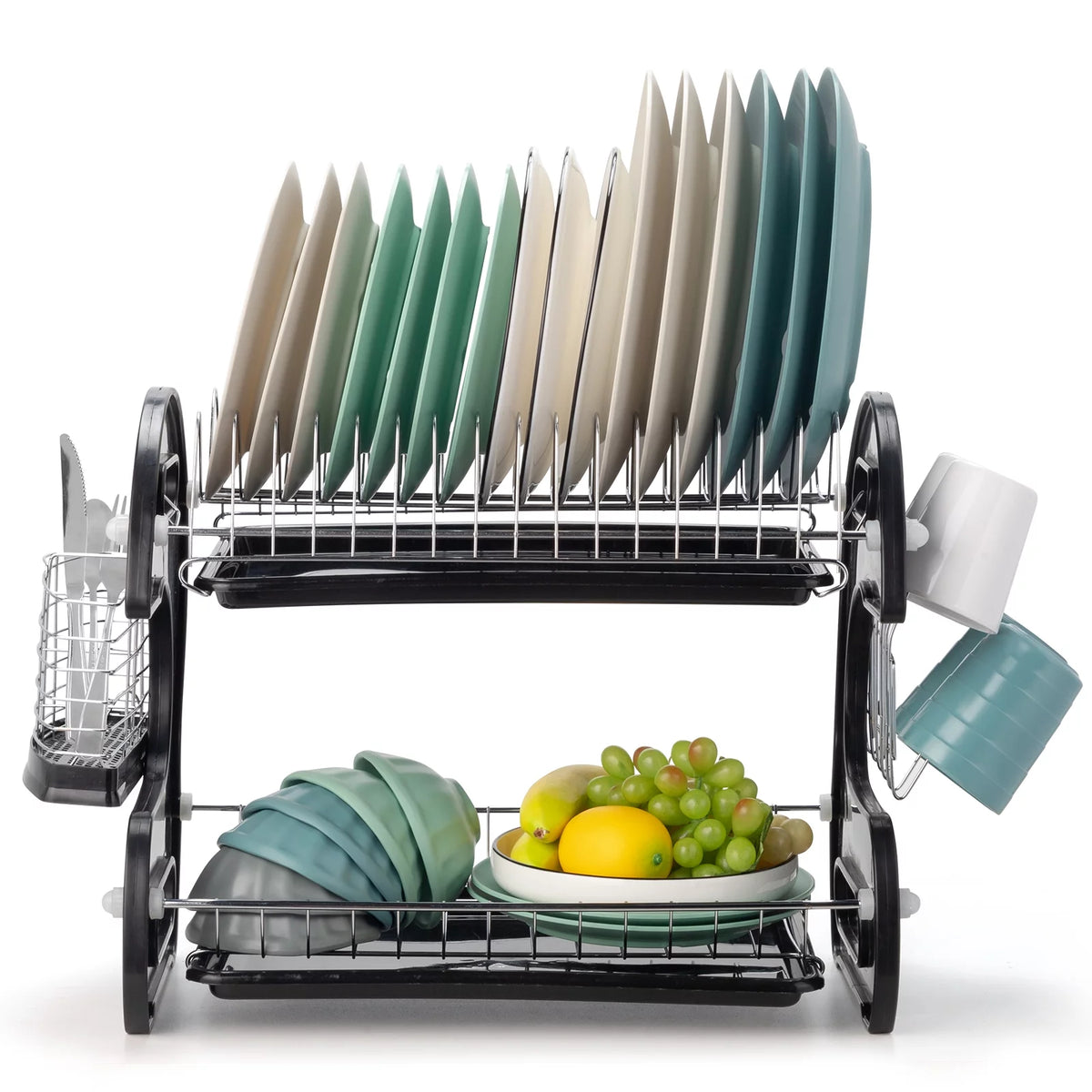 Black 2-Tier Plastic Dish Drainer C380072