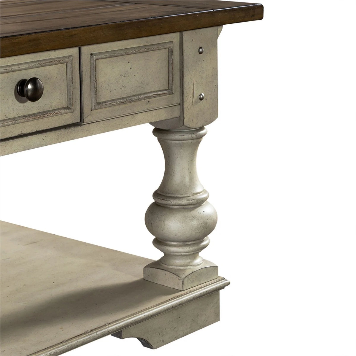 Antique White Drawer Square Cocktail Table L42089