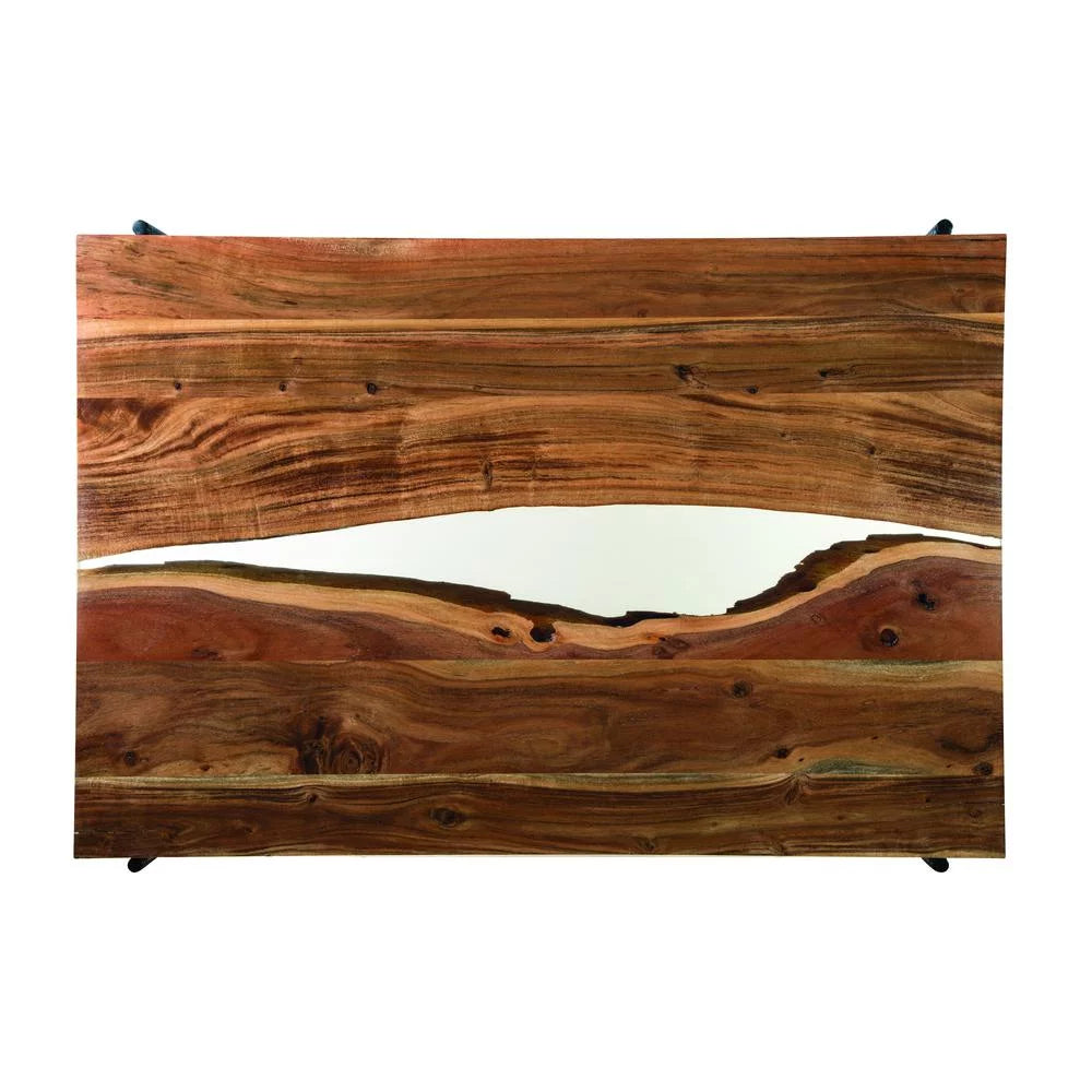 36" Acacia Wood and Acrylic Coffee Table Q5427