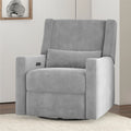 Gray Velvet Swivel Glider Recliner with USB Ports T655