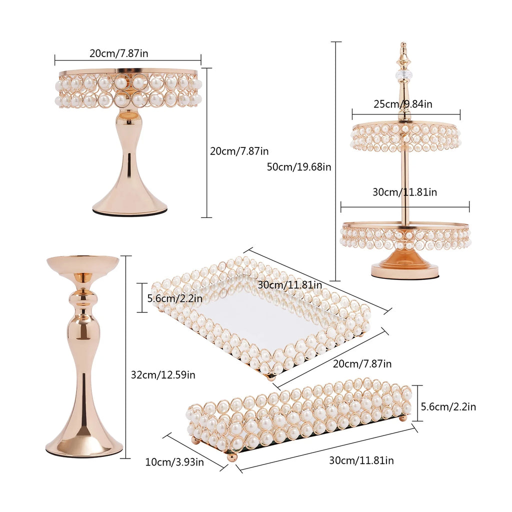 9 Pcs Acrylic Pearl Cake Stand Set U394