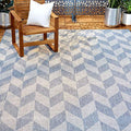 Blue Grey Herringbone Indoor/Outdoor Area Rug Q616776