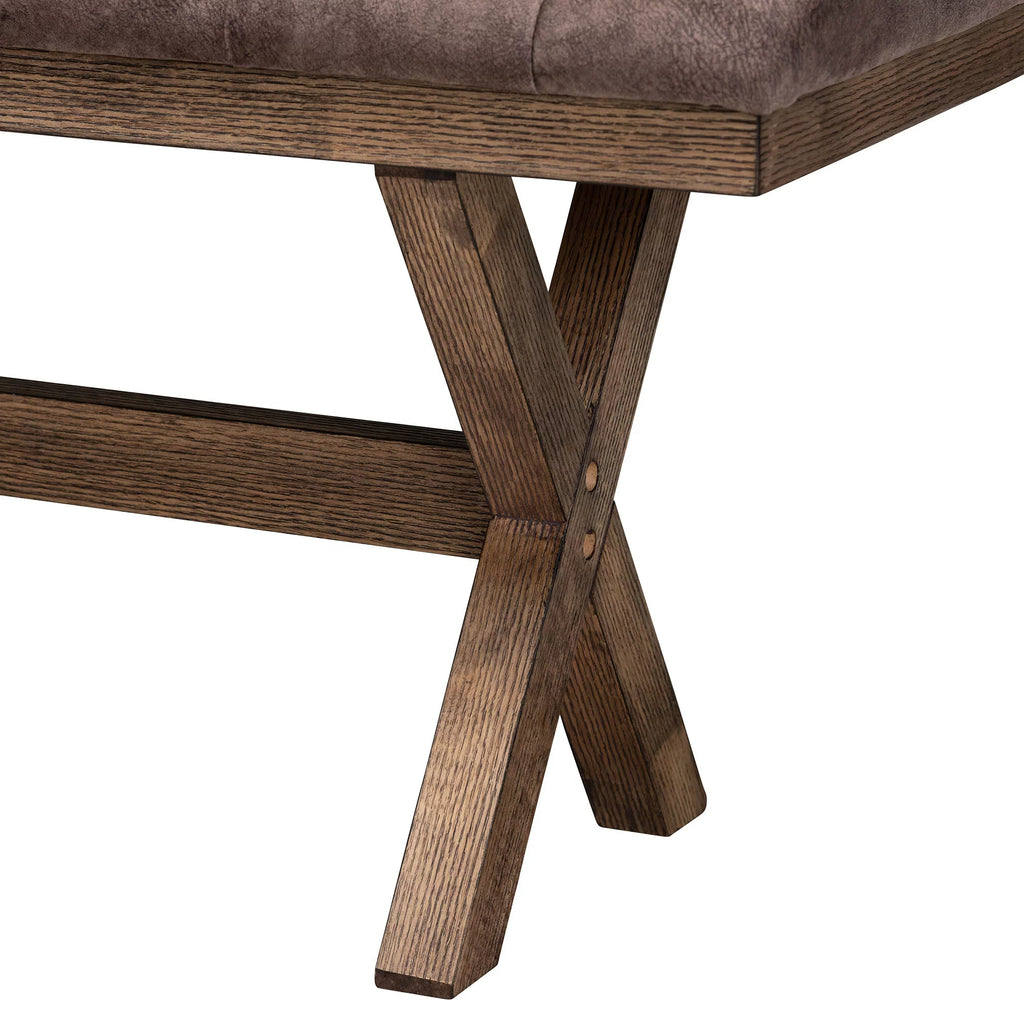 Chocolate Velvet Fabric and Dark Brown Finished Wood Bench A339