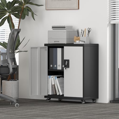 Lockable Black Metal Wall Cabinet with 2 Doors G14312