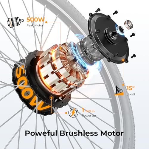 Electric Bike with 500W Motor, 360Wh Battery, 7-Speed, 26" Tires S82633
