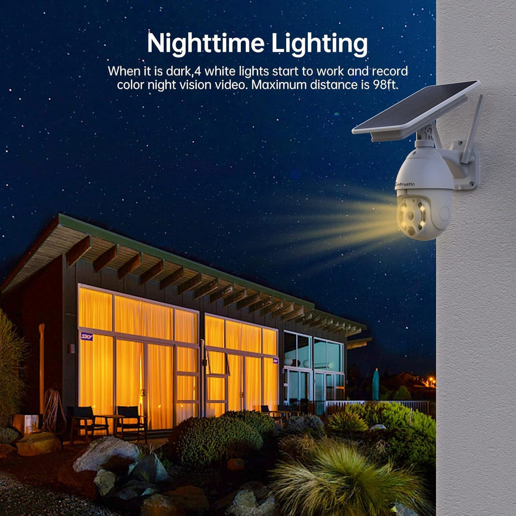 Solar Security Camera Outdoor, Wireless 360° Pan Tilt, Solar Powered, 2.4G WiFi Z6487