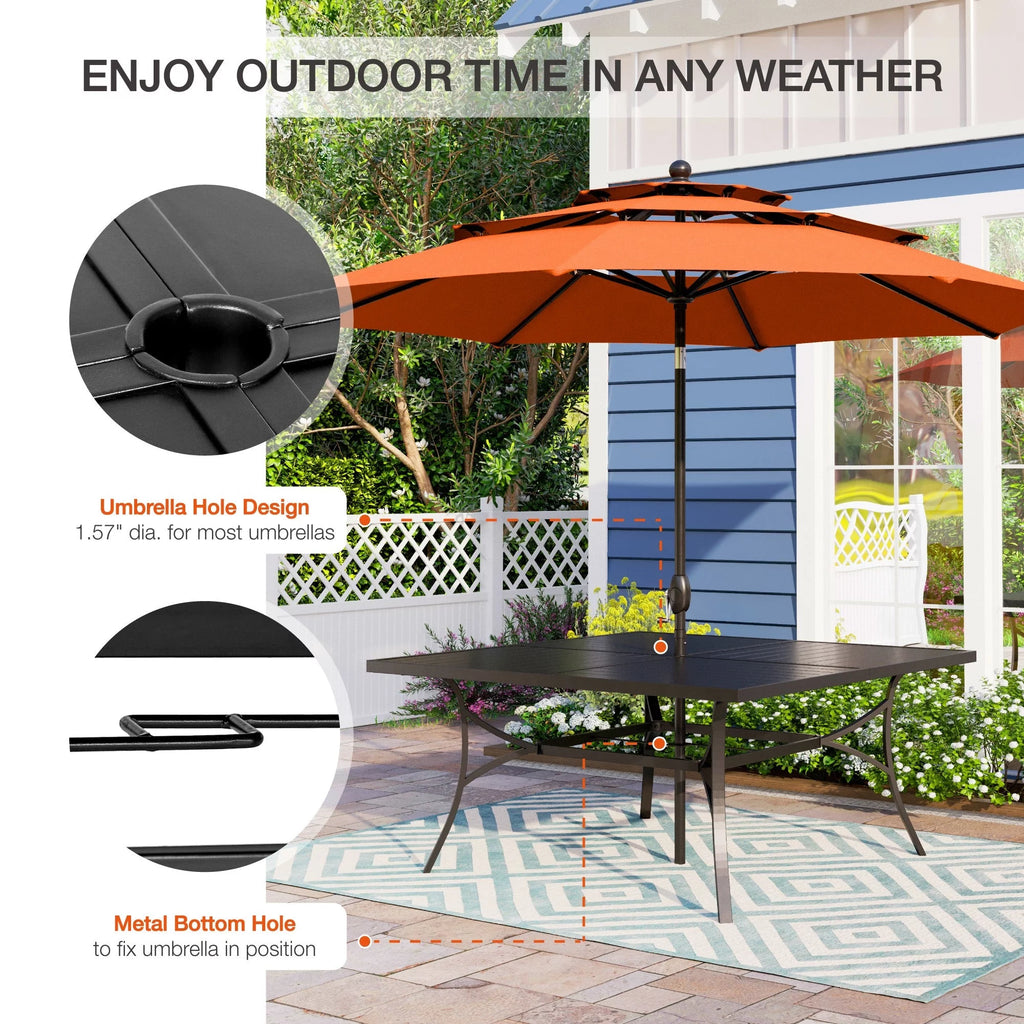 7 Piece Outdoor Patio Dining Set Metal Table and Chairs Z6476