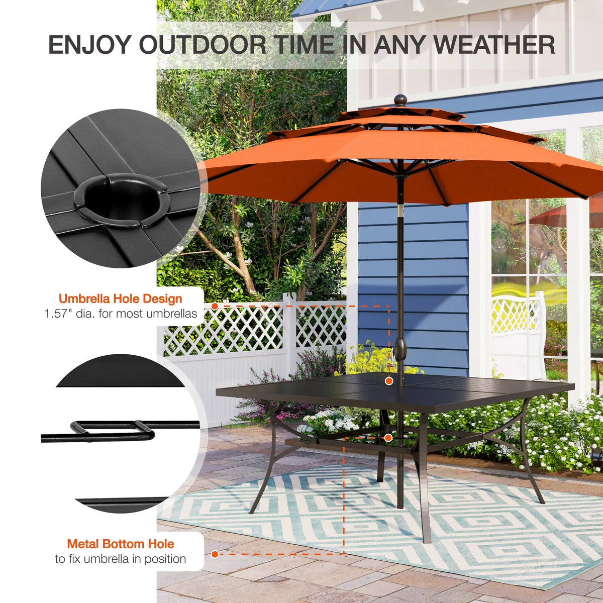7 Piece Outdoor Patio Dining Set Metal Table and Chairs Z6476