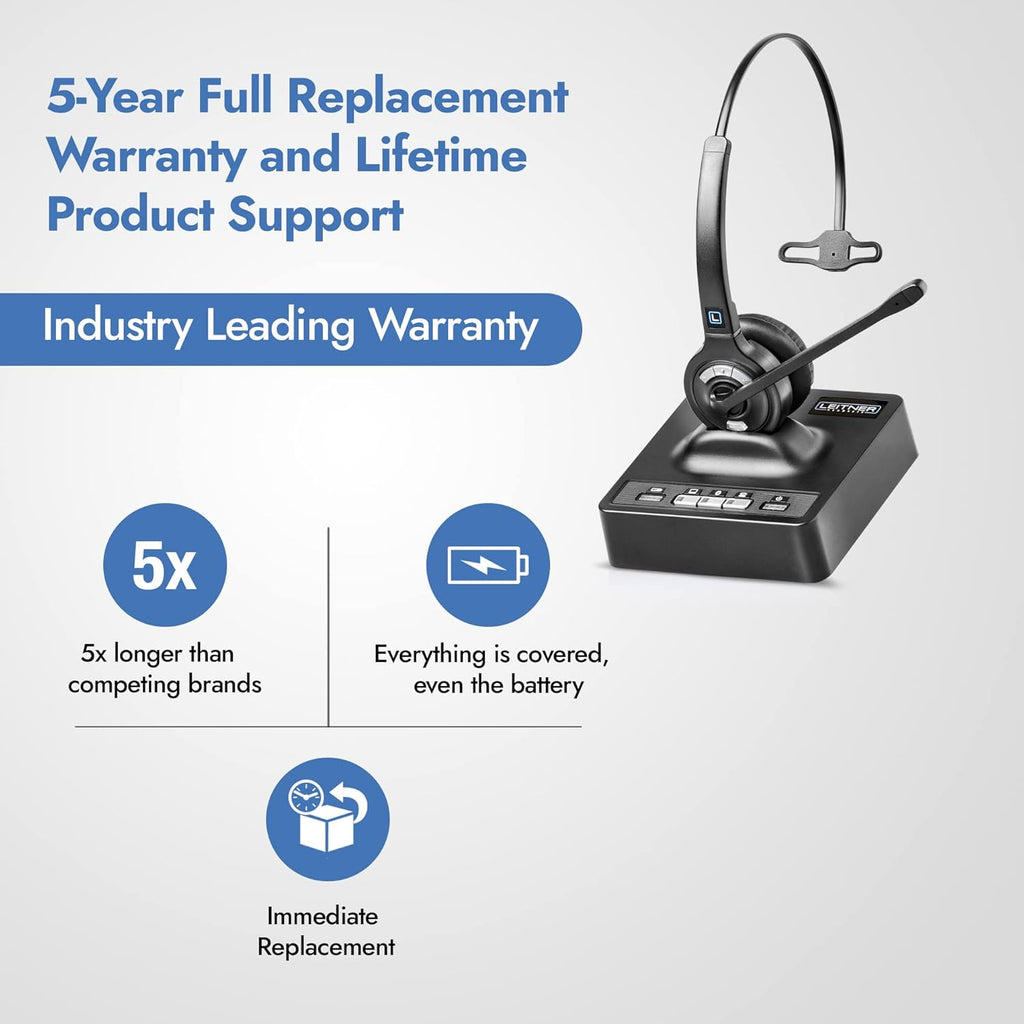 Wireless DECT Office Headset with Bluetooth for Desk Phone, Computer and Bluetooth Device A679
