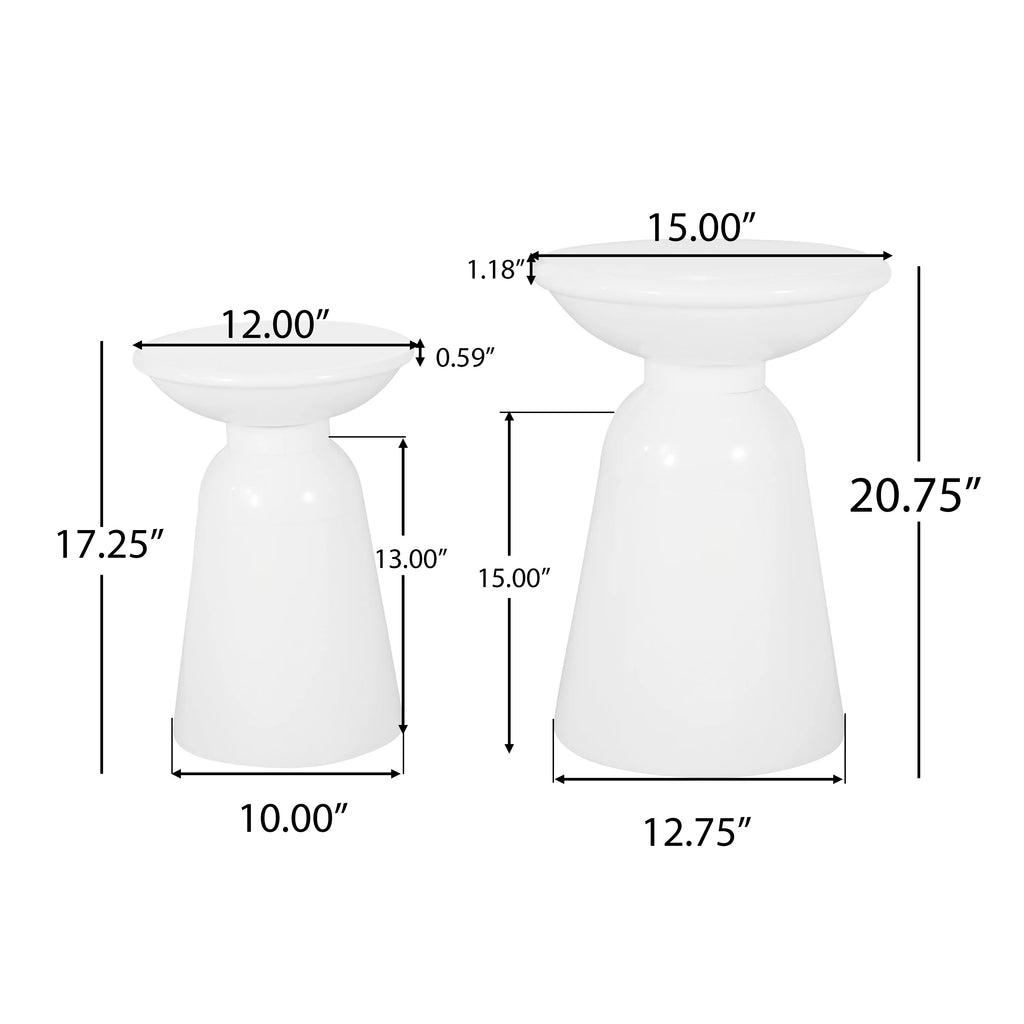 White Metal Outdoor Side Tables, Set of 2 G6621