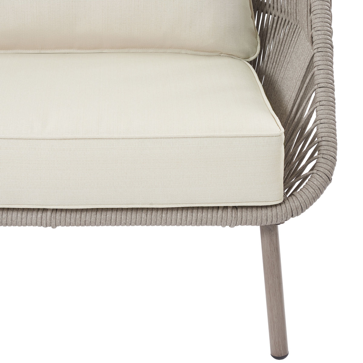 Beige Wicker Outdoor Accent Chair with Cushions R844