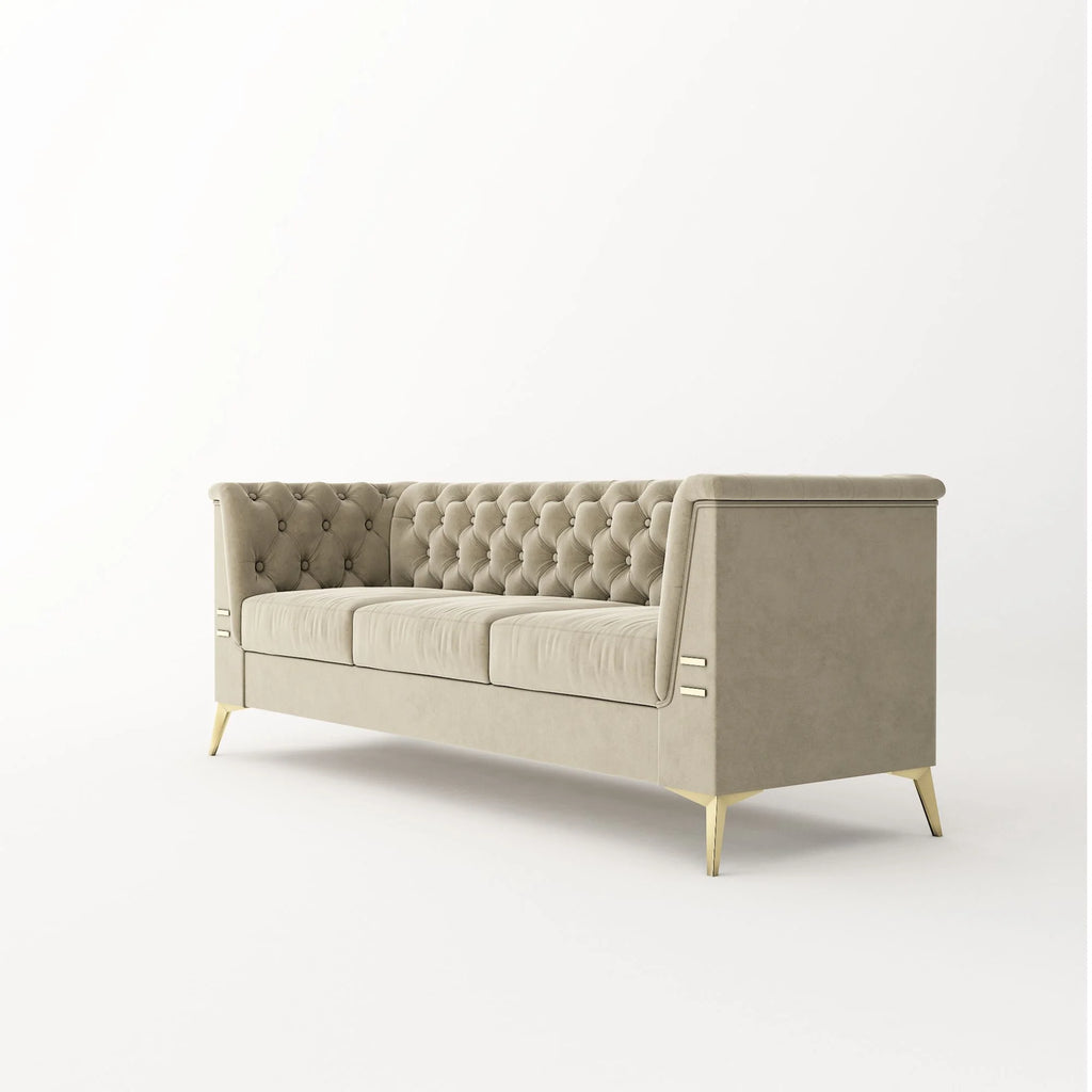 Khaki Velvet Upholstered Sofa O134471