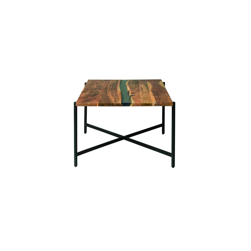36" Acacia Wood and Acrylic Coffee Table Q5427