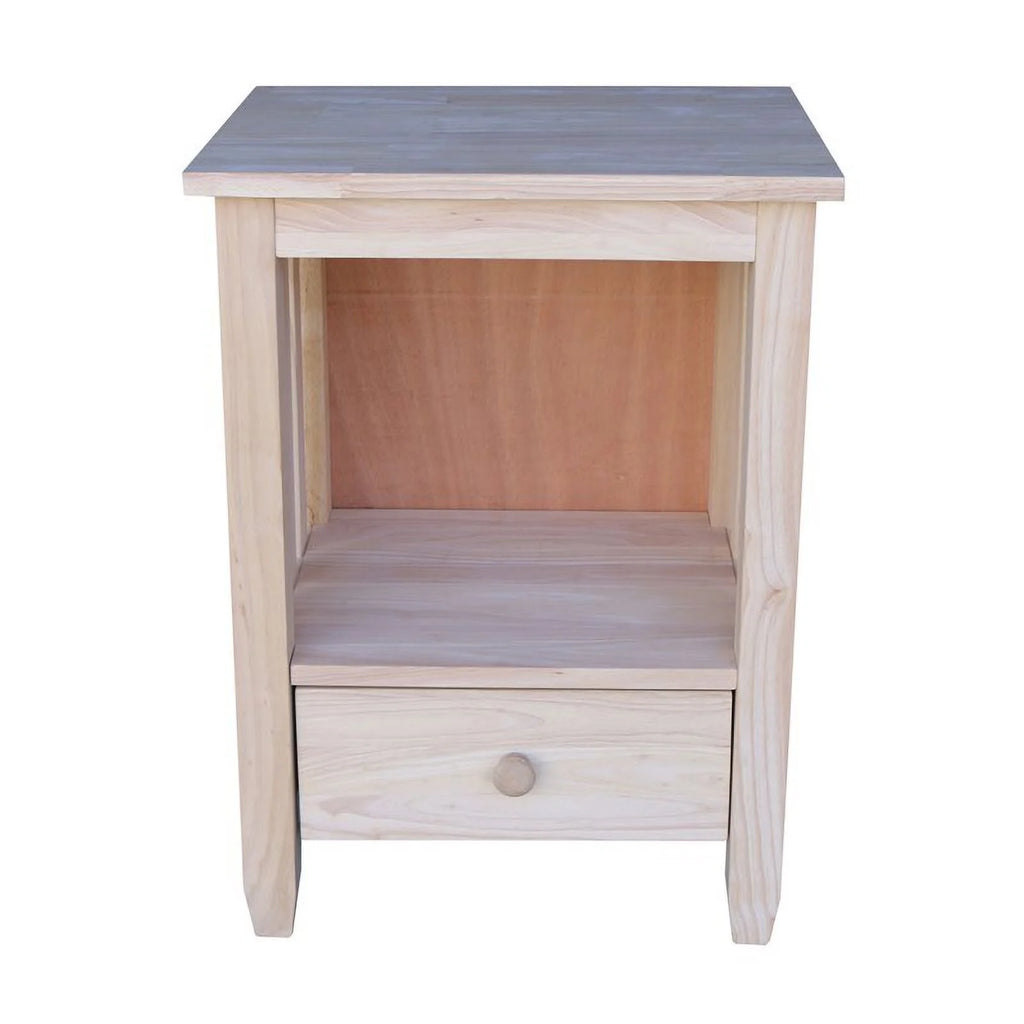 Solid Wood Unfinished End Table with Drawer D46461