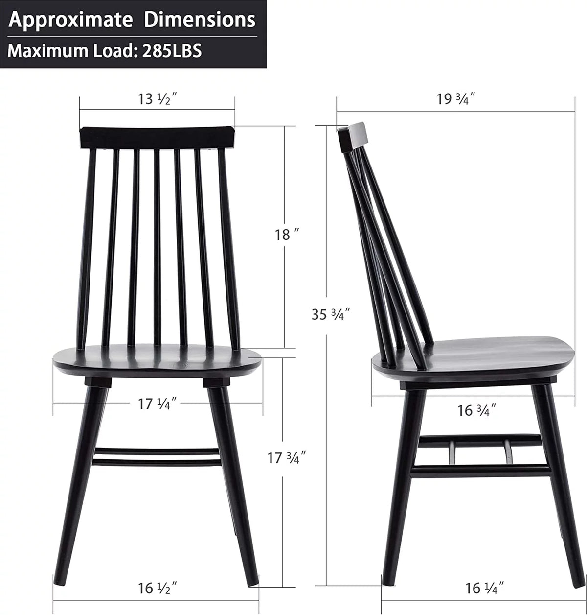 Black Set of 4 Wood Dining Chairs M93489