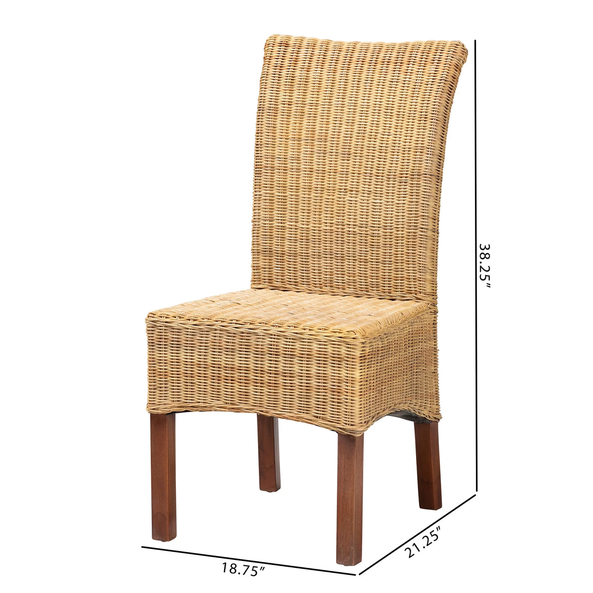 Natural Rattan and Mahogany Wood Dining Chair S590