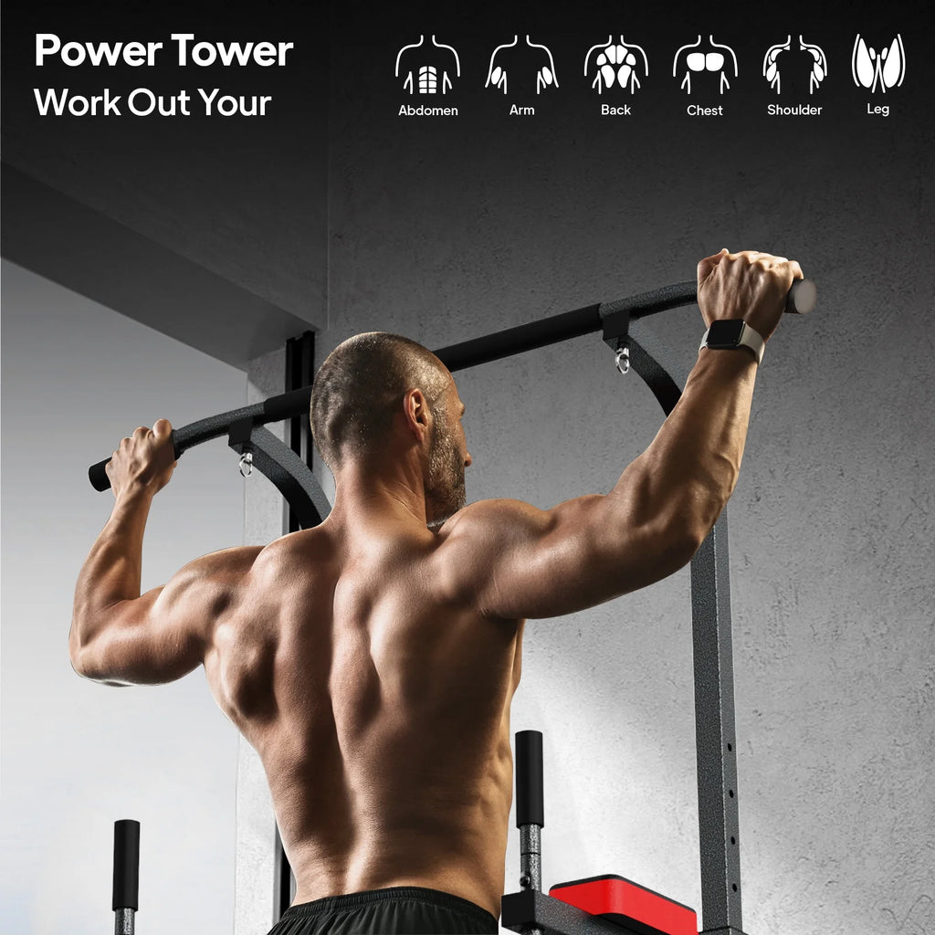 Multifunction Power Tower Dip Station Pull up Bar Power Rack 480lbs R7554