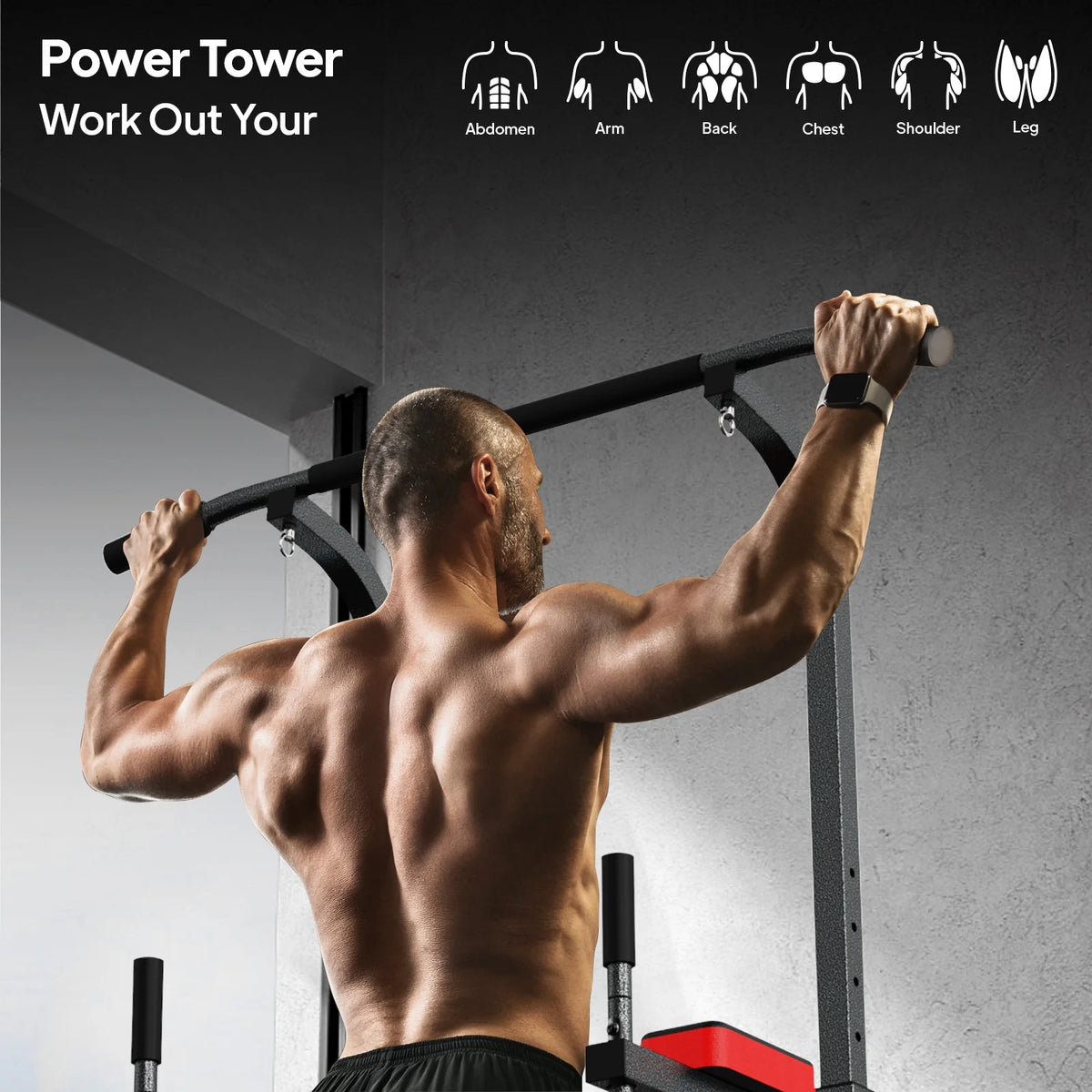 Multifunction Power Tower Dip Station Pull up Bar Power Rack 480lbs R7554