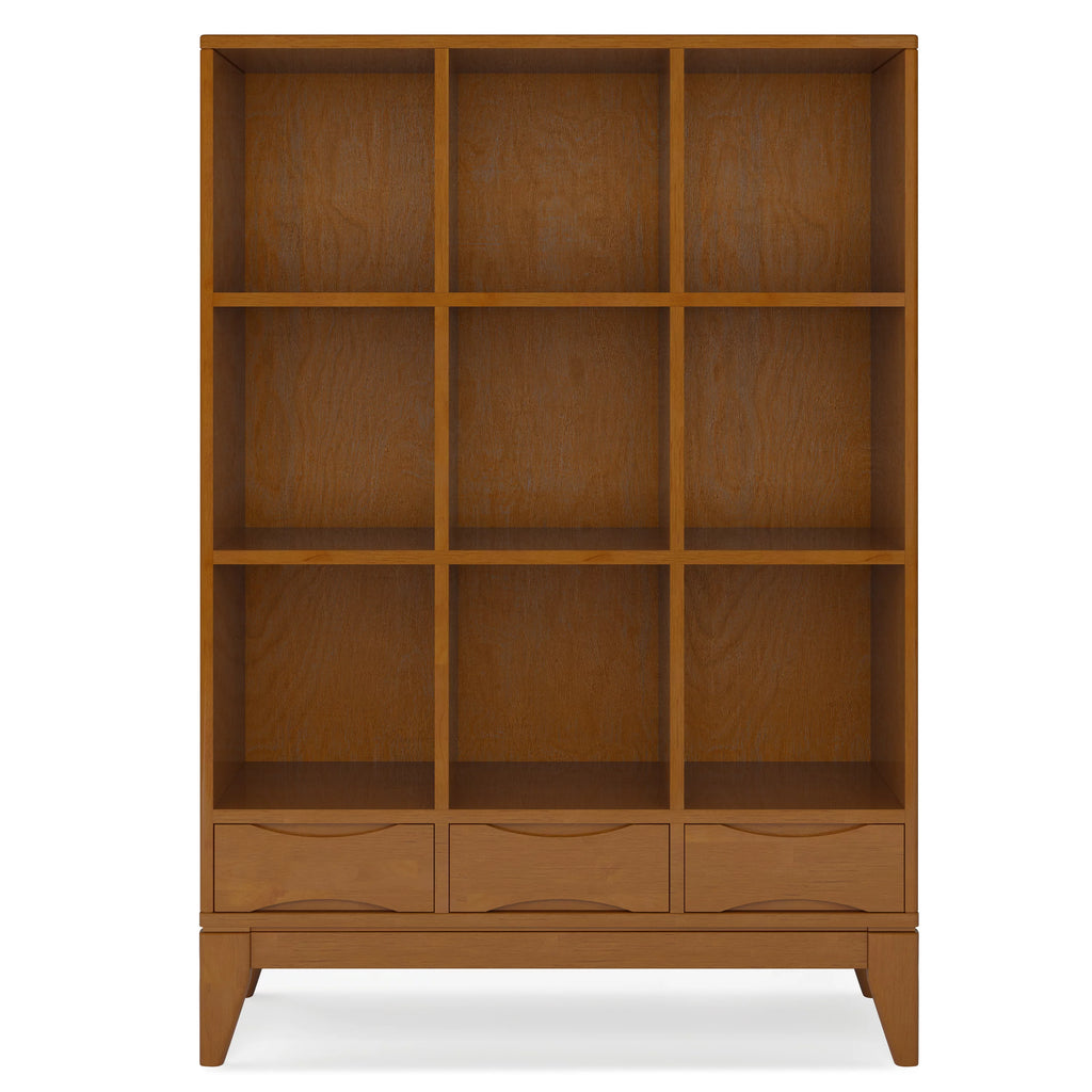 Teak Brown Solid Hardwood Cube Storage Bookcase with Drawers X89056
