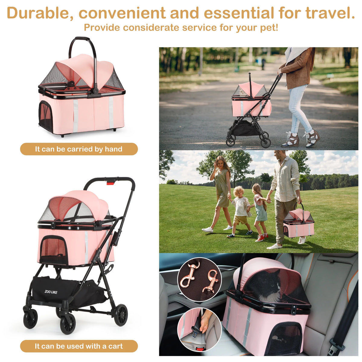 Foldable 4 Wheel Pet Stroller P42759