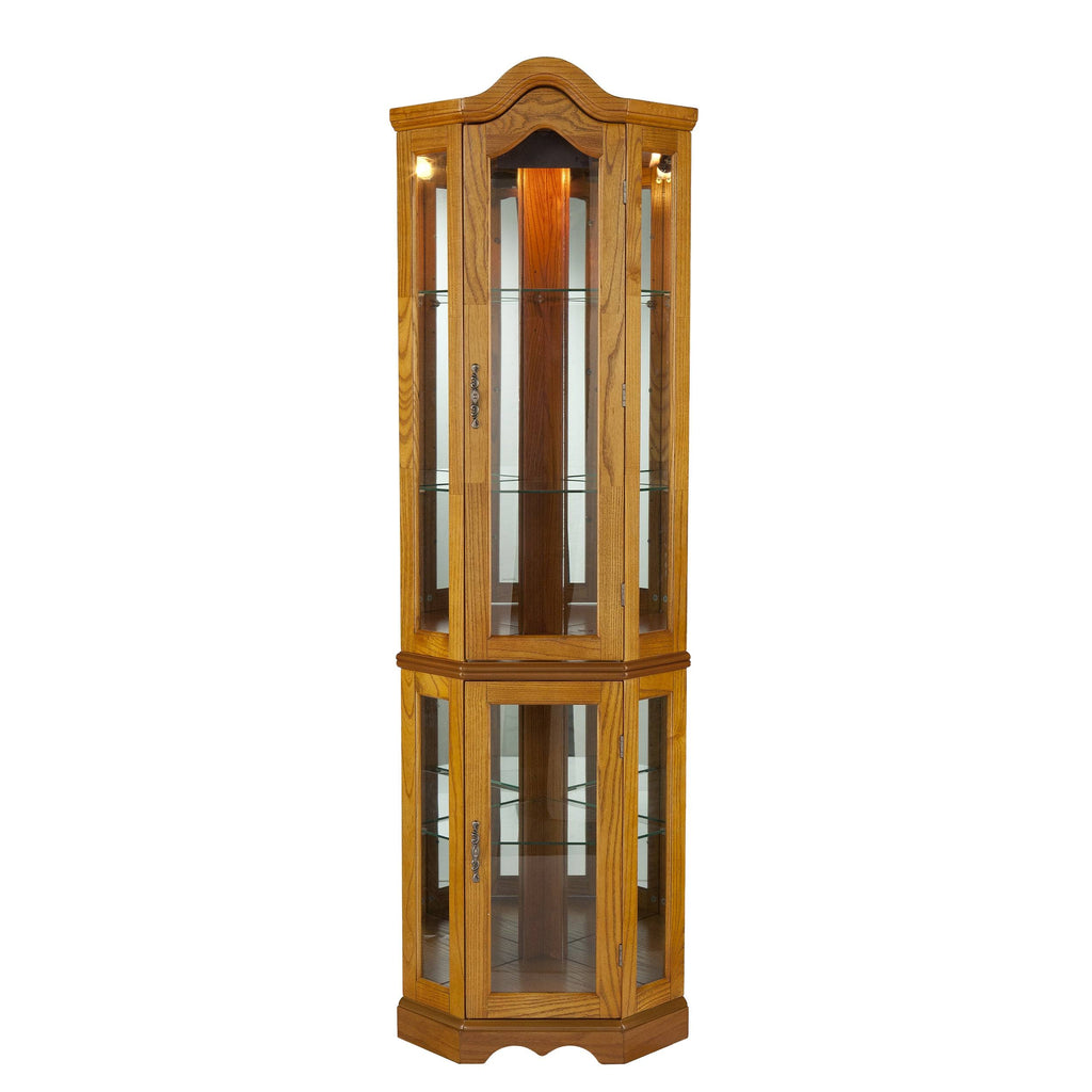 Oak Lighted Display Curio Cabinet V684260