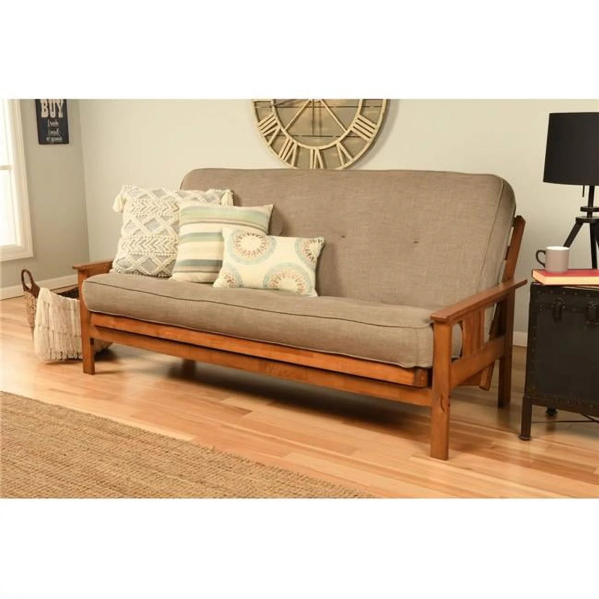 Full Futon with Fabric Mattress in Gray Stone E2080
